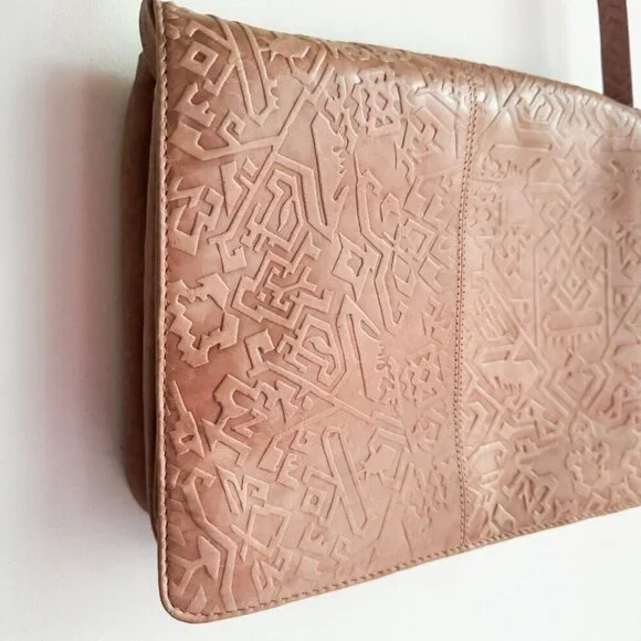 Leather Hand tooled Made in India Travel Crossbody Bag - Picture 3 of 10